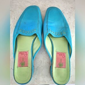 Vintage Lilly Pulitzer Turquoise Mules Size 7